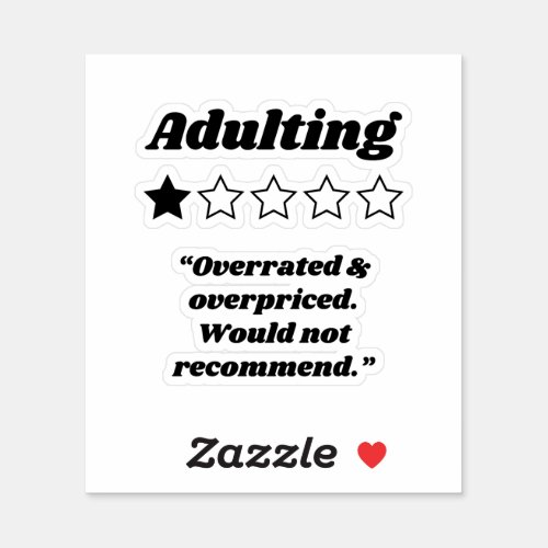 Adulting One Star Review Sticker