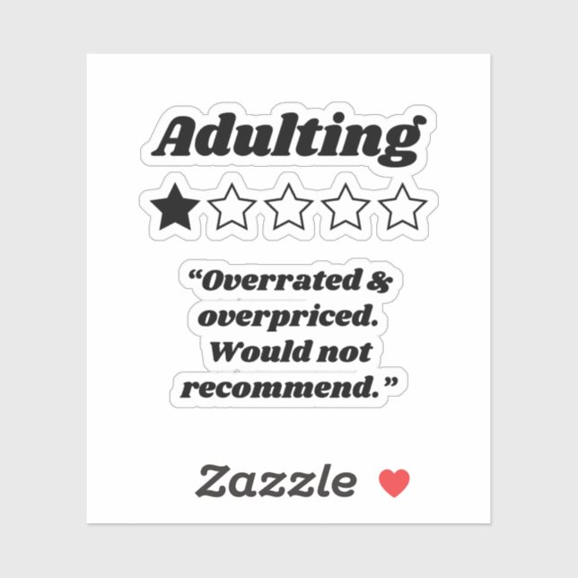Adulting One Star Review Sticker (Sheet)