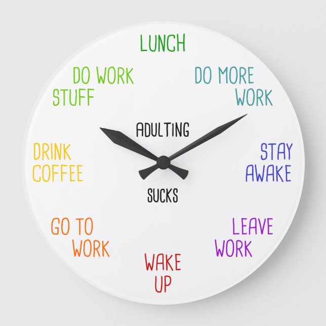Adulting Sucks Rainbow Office / Work Wall Clock (Front)