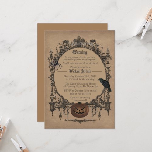 adults costume halloween invitation 