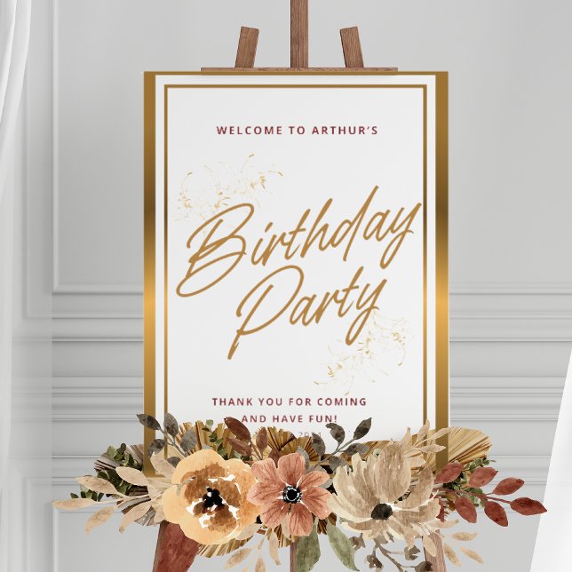 Adults Gold lillies themed birthday Party banner Foam Board (Creator Uploaded)