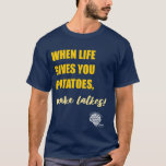Adults' Hanukkah Shirt - "Make latkes"<br><div class="desc">Show off your Hanukkah ruach with this fun t-shirt! 25% of sales benefit the Hineni Learning Center at Adat Chaverim.</div>
