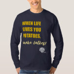 Adults' Long-Sleeve Hanukkah Shirt - "Make latkes"<br><div class="desc">Show off your Hanukkah ruach with this adorable t-shirt! 25% of sales benefit the Hineni Learning Center at Adat Chaverim.</div>