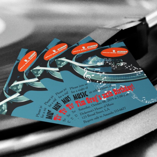 Adults Music Themed Birthday Party Invitation (Creator Uploaded)