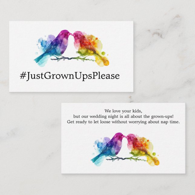 Adults Only LGBTQ+  Rainbow Lovebirds Enclosure Card (Front/Back)