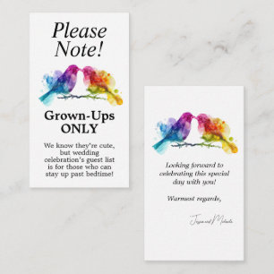 Adults Only LGBTQ+ Rainbow Lovebirds Enclosure Card