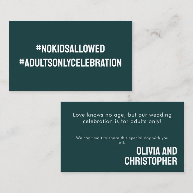 Adults Only! Minimalist Bold Rustic Harmony Enclosure Card (Front/Back)