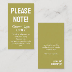 Adults Only! Minimalist Bold Rustic Harmony Enclosure Card