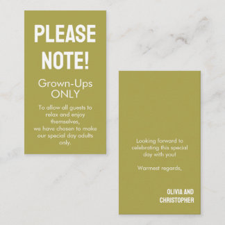 Adults Only! Minimalist Bold Rustic Harmony Enclosure Card