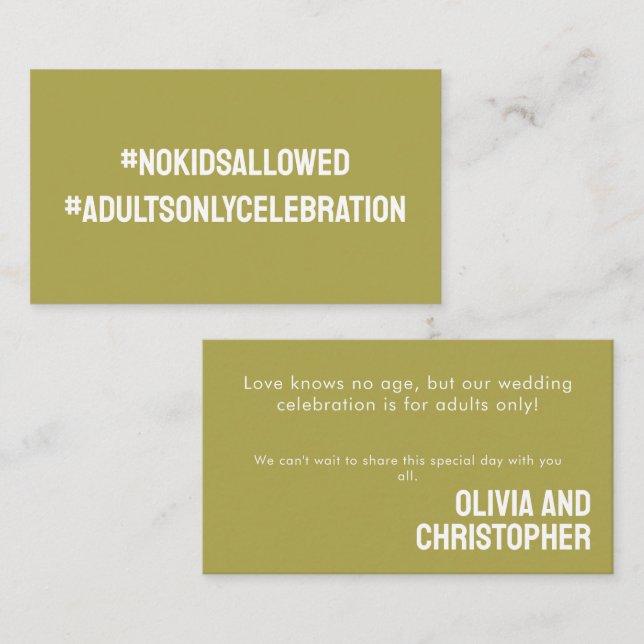 Adults Only! Minimalist Bold Rustic Harmony Enclosure Card (Front/Back)