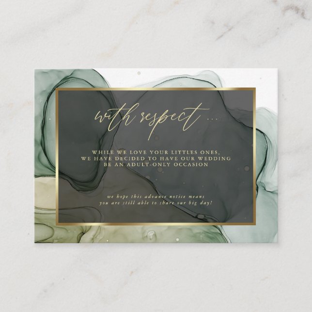 Adults Only Request Earthy Greens Liquid Abstract  Enclosure Card (Front)