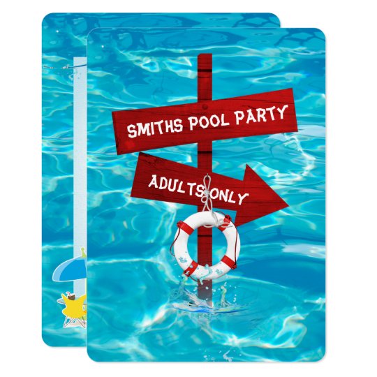 Adults Only Swimming Pool Party Invitation 4513