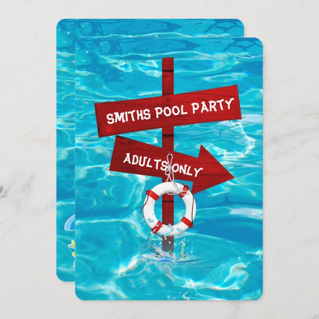 adults only swimming pool party invitation (Front/Back)