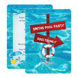 adults only swimming pool party invitation