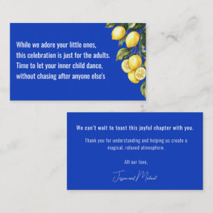 Adults-Only Wedding💙🍋 Azul & Limone Enclosure Card