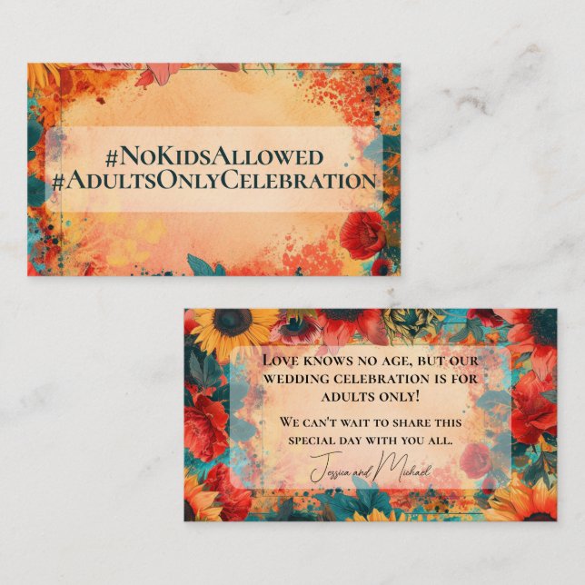 Adults Only🌻Sunflower and Poppy Reverie  Enclosure Card (Front/Back)