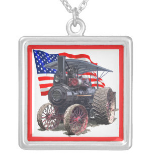 Advance Steam Traction Engine Silver Plated Necklace
