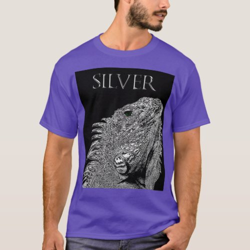Advanced Shiny Silver Metal Iguana  T_Shirt