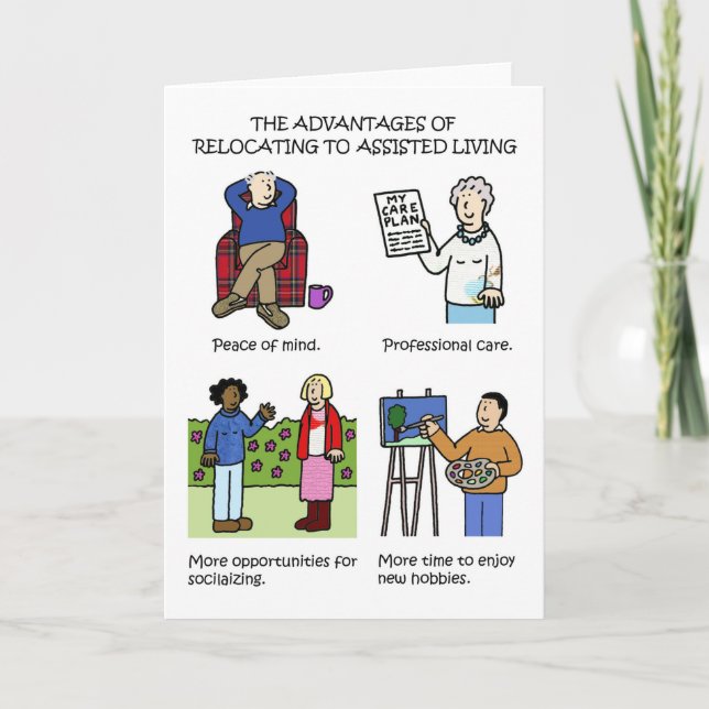 Advantages of Assisted Living Cartoon Card (Front)