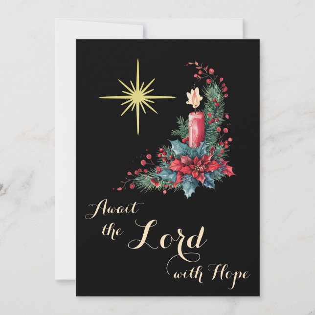 Advent Await the Lord with Hope Christmas Star Holiday Card (Front)