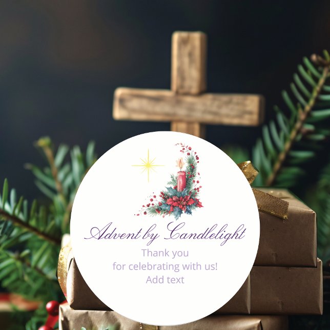 Advent by Candlelight Women Ministry P Christmas Classic Round Sticker (Advent by Candlelight Women Ministry Church Devotional Spiritual  Christmas Classic Round Sticker)