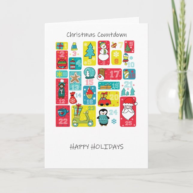 Advent Calendar Christmas Cartoon style Holiday Card (Front)