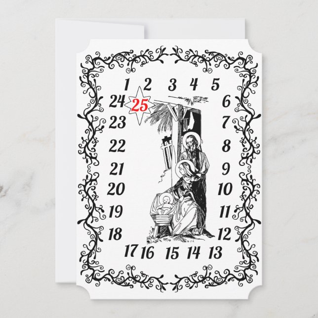 Advent Calendar Christmas Countdown Nativity Jesus Invitation (Front)