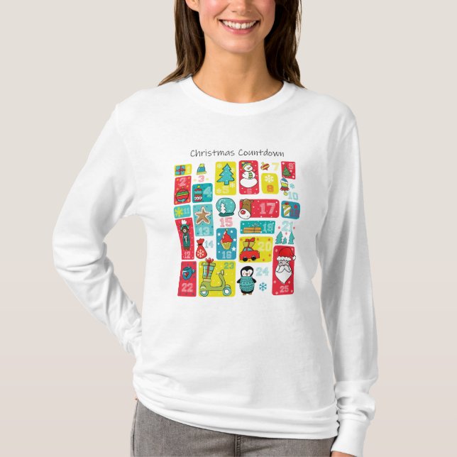 Advent Calendar Christmas Countdown T-Shirt (Front)