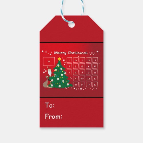 Advent Calendar Christmas Gift Tags