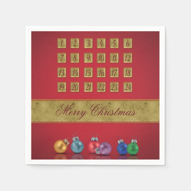 Advent Calendar Christmas Ornaments Napkins (Front)