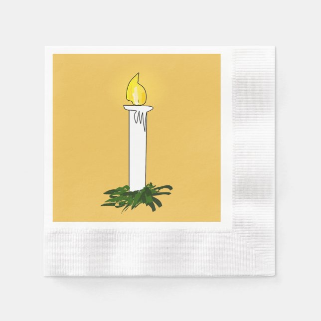 Advent Candle Dark Yellow Coined Cocktail Paper Napkins (Front)