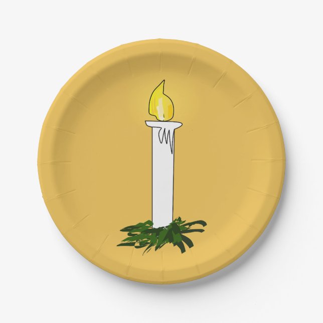 Advent Candle Dark Yellow Paper Plates (Front)