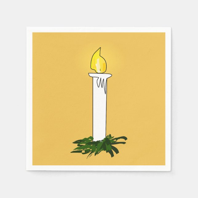 Advent Candle Dark Yellow Standard Cocktail Paper Napkins (Front)