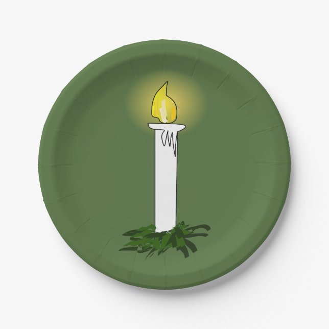 Advent Candle Green Paper Plates (Front)