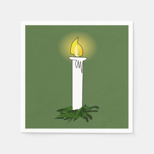 Advent Candle Green Standard Cocktail Paper Napkin