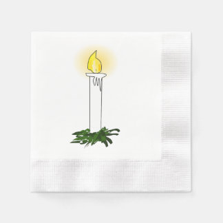 Advent Candle White Coined Cocktail Paper Napkin