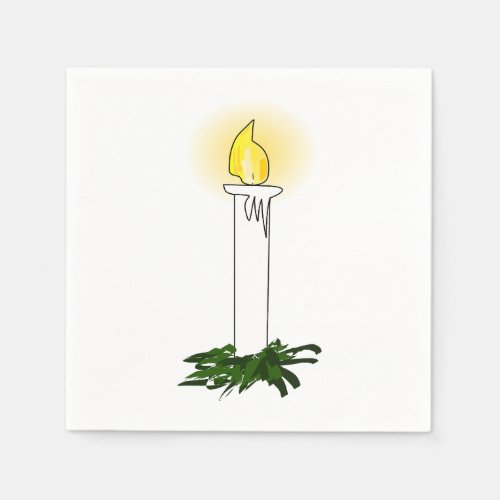 Advent Candle White Standard Cocktail Paper Napkin