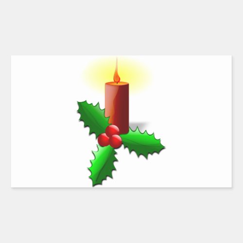 Advent Candle with Holly Rectangular Sticker