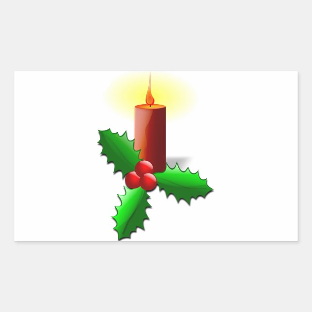Advent Candle with Holly Rectangular Sticker (Front)