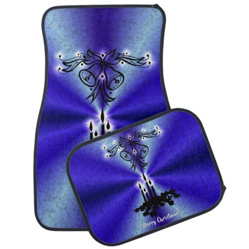 Advent Christmas Artdeco on Blue Green Rainbow Car Floor Mat