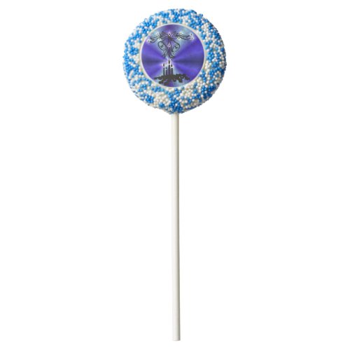 Advent Christmas Artdeco on Blue Green Rainbow Chocolate Covered Oreo Pop