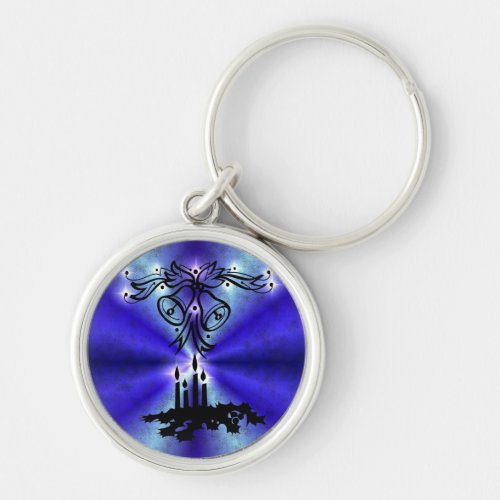 Advent Christmas Artdeco on Blue Green Rainbow Keychain