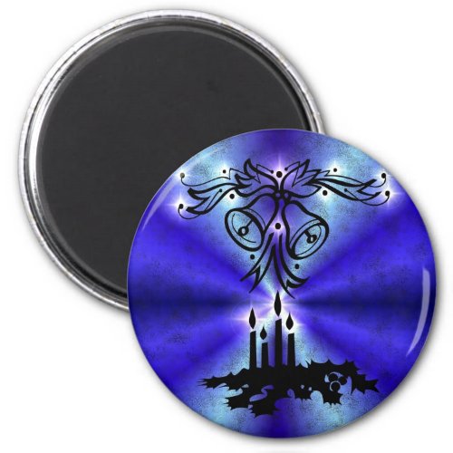 Advent Christmas Artdeco on Blue Green Rainbow Magnet