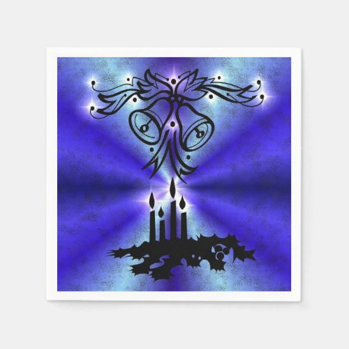 Advent Christmas Artdeco on Blue Green Rainbow Napkins