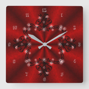 Advent, Christmas Artdeco on red Rainbow Square Wall Clock