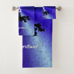 Advent, Christmas Magic on Blue Bath Towel Set