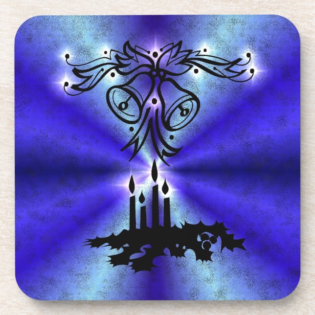 Advent, Christmas Magic on Blue Beverage Coaster (Front)