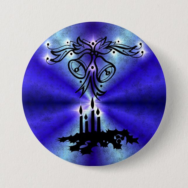 Advent, Christmas Magic on Blue Button (Front)