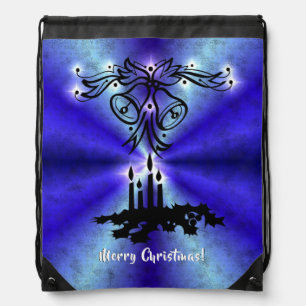 Advent, Christmas Magic on Blue Drawstring Bag