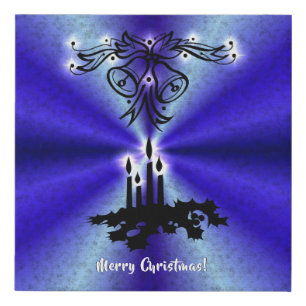 Advent, Christmas Magic on Blue Faux Canvas Print